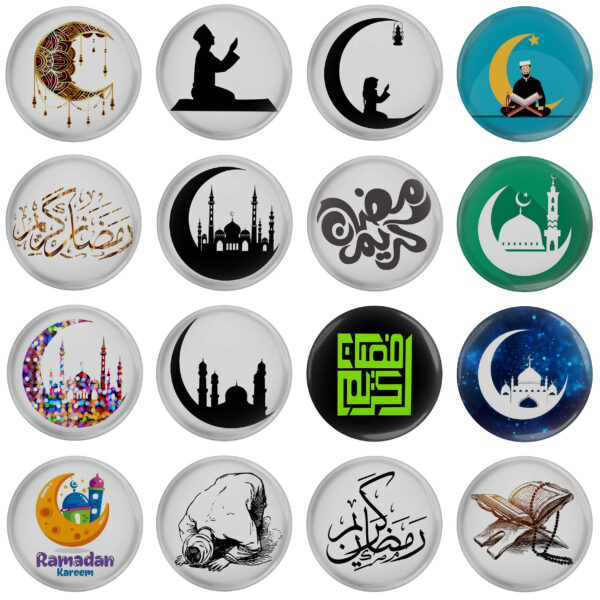 Islamic Pinback Button Set - Ramadan Kareem (16 pcs)