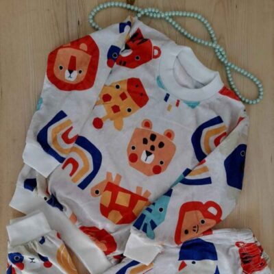 Kid’s Sweatshirt & Pants Set with Animal Motifs Design