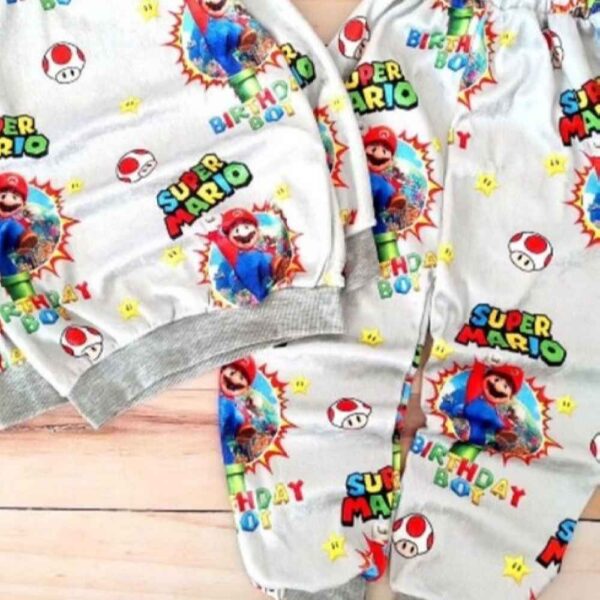 Kid's Sweatshirt & Pants Set with Super Mario Design White