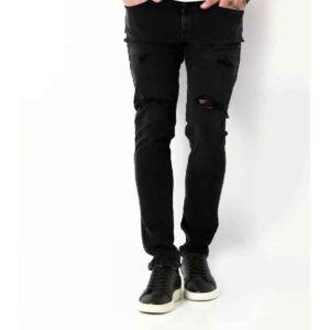 Long Length Jeans in Black Slim Fit for Daily Wear