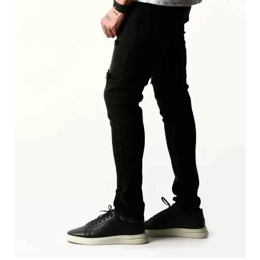 Long Length Jeans in Black Slim Fit for Daily Wear