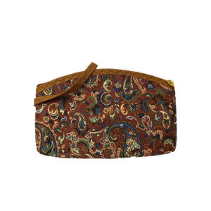 Makeup Bag in Paisley Brown Termeh Fabric for Women