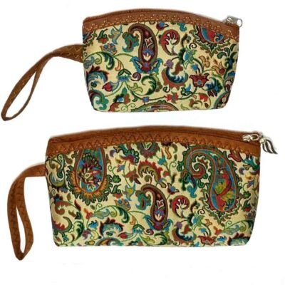 Persian Makeup Bag in Paisley Termeh Fabric for Carrying Cosmetics