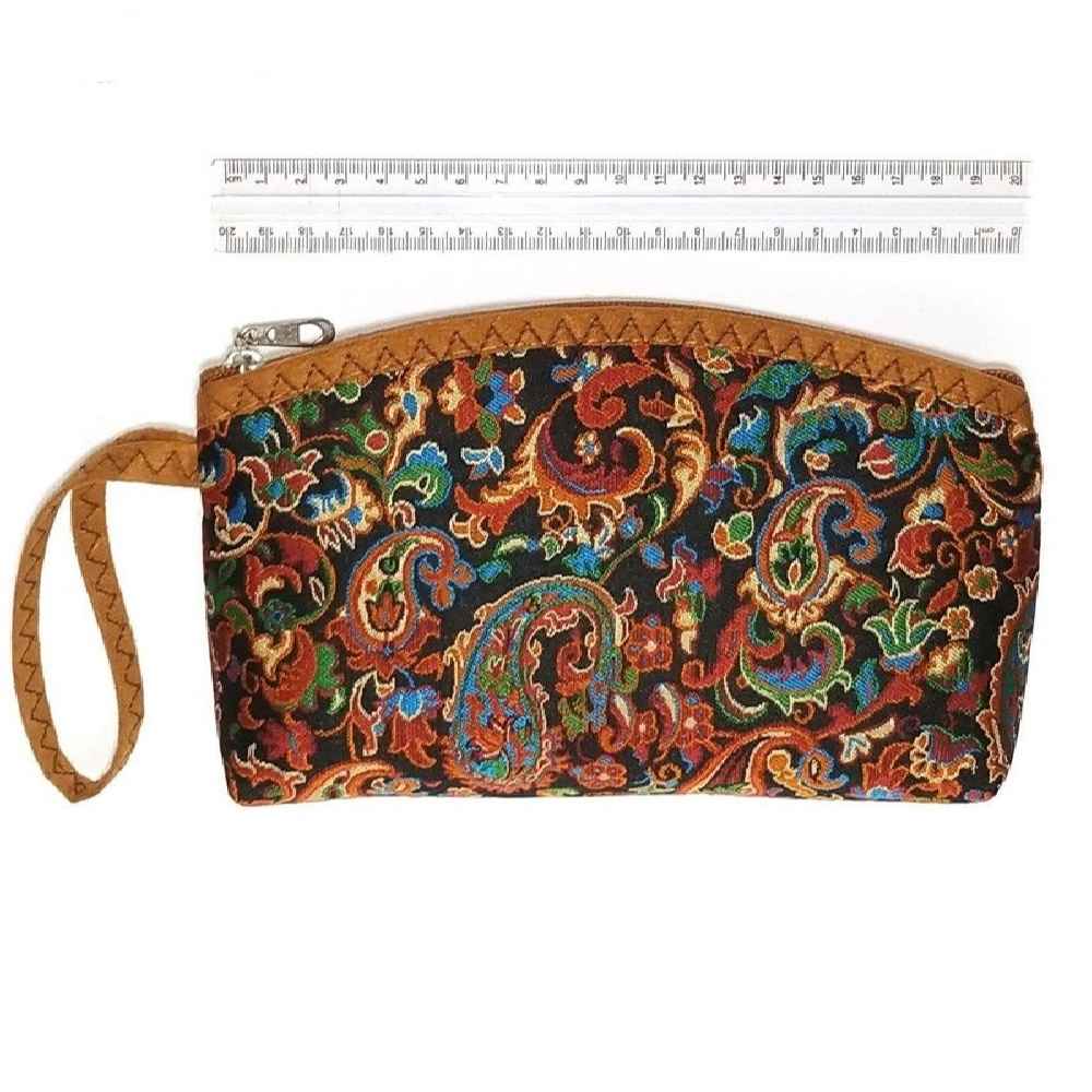Persian Makeup Bag in Paisley Termeh Fabric for Carrying Cosmetics