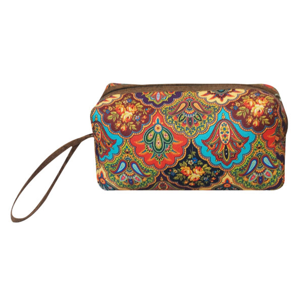 Persian Makeup Bag in Traditional Fabric with Floral Pattern