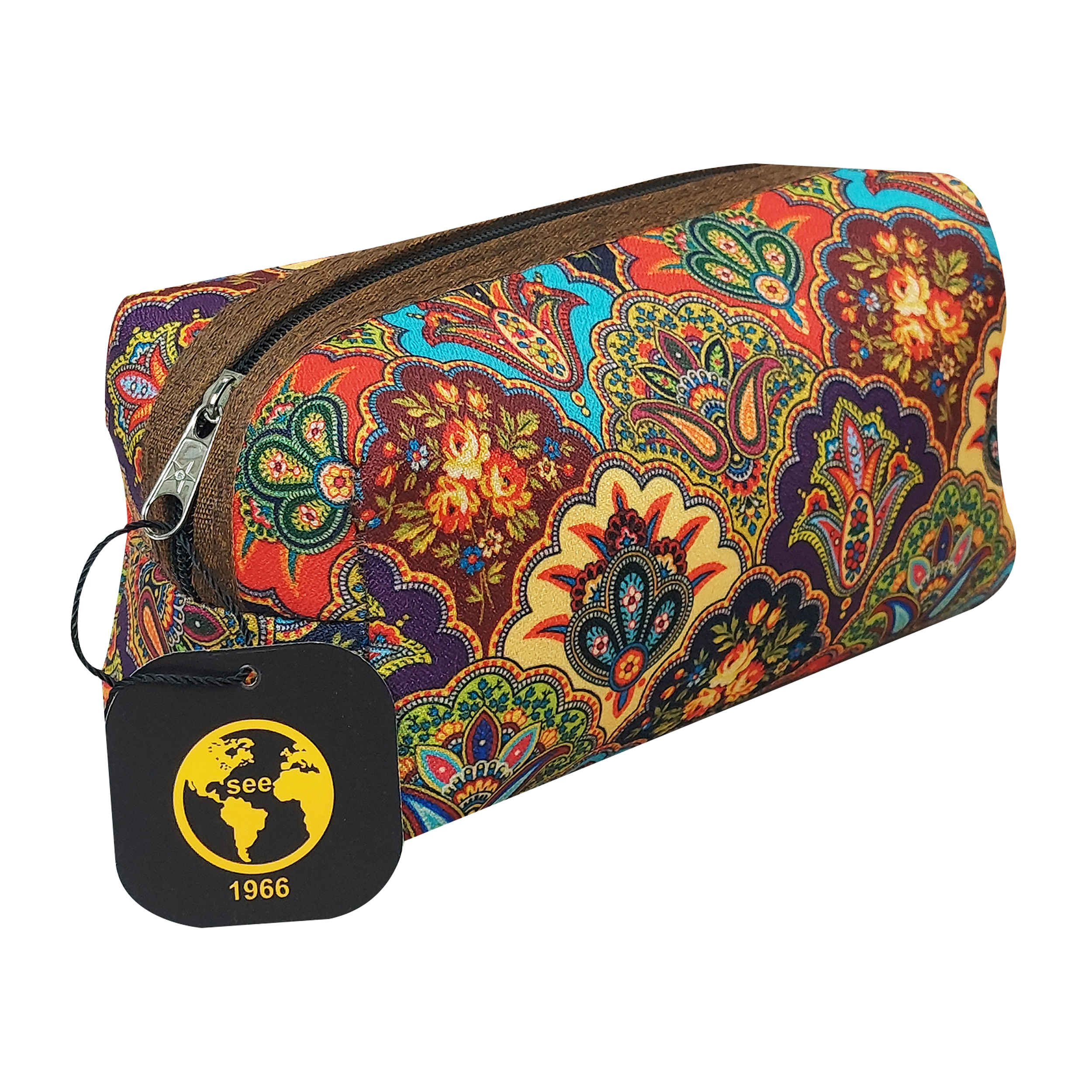 Persian Makeup Bag in Traditional Fabric with Floral Pattern