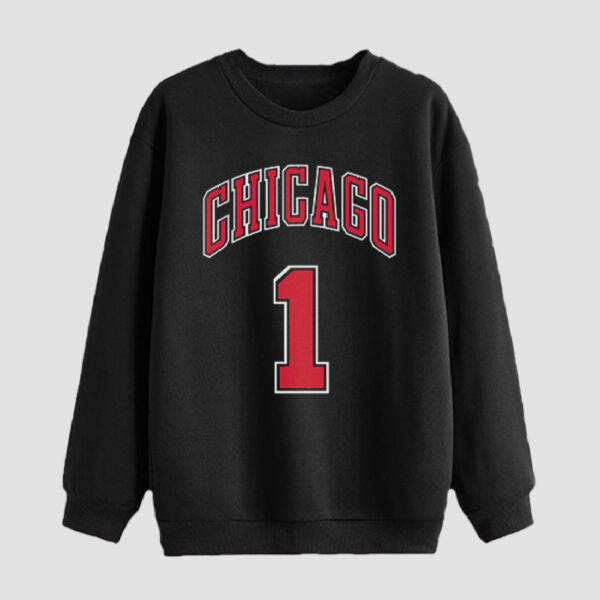 Men's Crewneck Sweatshirt Cotton Black Chicago
