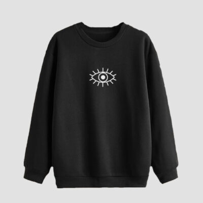 Men’s Crewneck Sweatshirt Cotton Black Eye Design