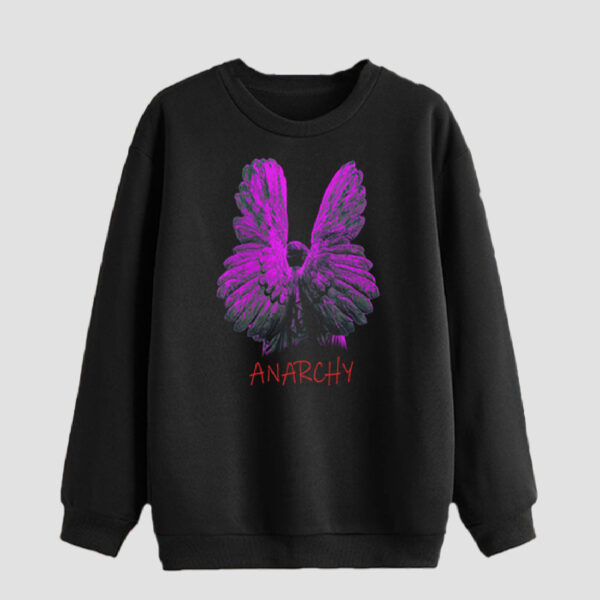 Men's Crewneck Sweatshirt Cotton Black Model Anarchy