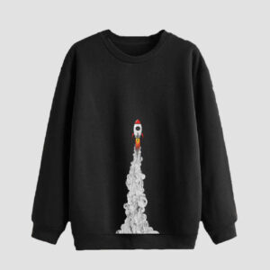 Men’s Crewneck Sweatshirt Cotton Black Spaceship