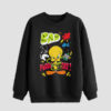 Men's Crewneck Sweatshirt Cotton Black Tweety Design