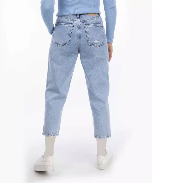 Mom Jeans in Light Blue with Straight Leg Contemporary Denim Chic