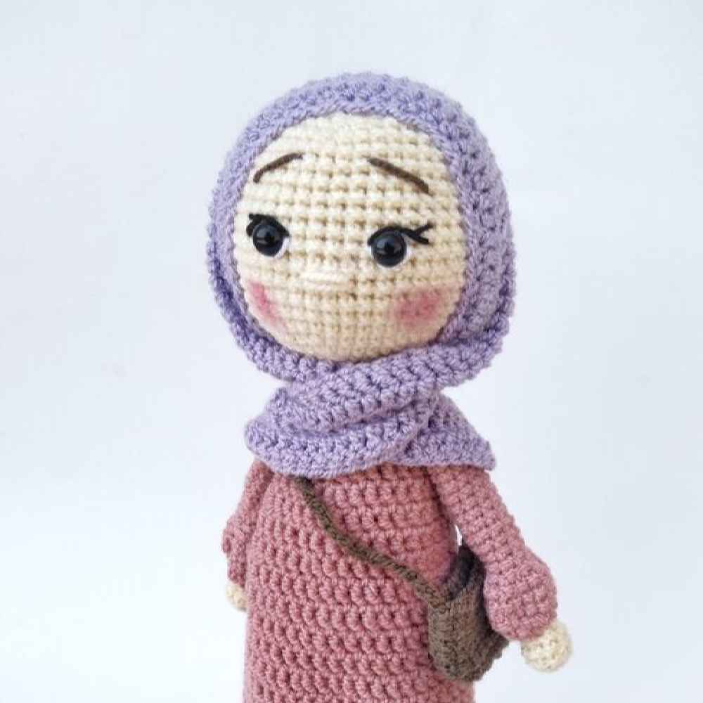 Amigurumi Handmade Crochet Stuffed Doll with Headscarf – Islamic Design | Soft Plush Toy for Muslim Kids