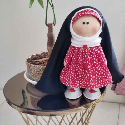 Aisha Hijab Rag Doll with Chador – Traditional Muslim Doll for Children