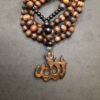 Islamic Wooden Necklace with Handcarved Allah Pendant