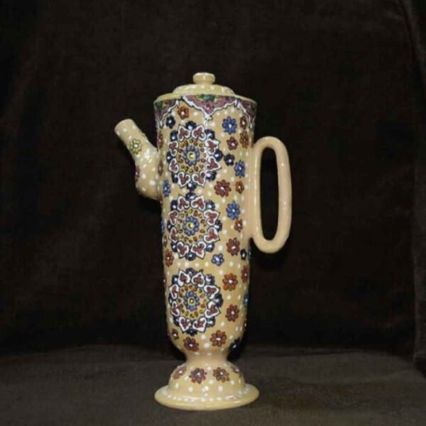 Decorative Pottery Teapot with Cream Minakari Enameling Design