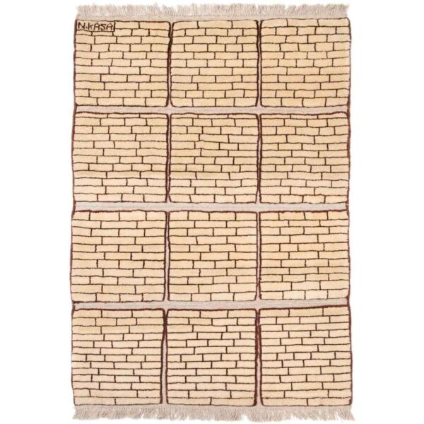 Original PGenuine Persian Gabbeh Wool Rug Handwoven Brick Wall