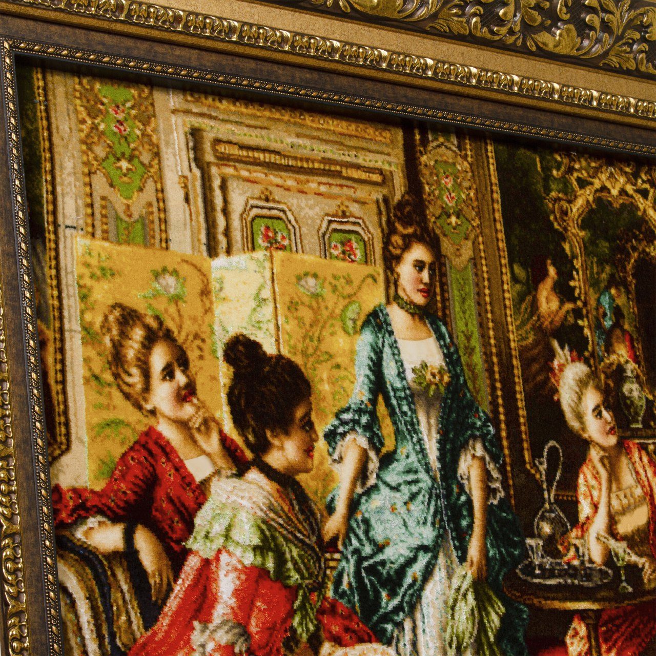 Hand-Knotted Persian Pictorial Rug from Tabriz Depicting Arturo Ricci Poetry Evening