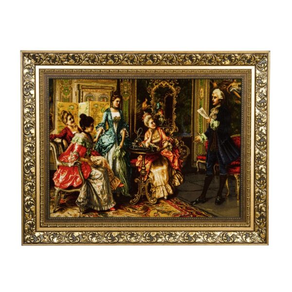 Hand-Knotted Persian Pictorial Rug from Tabriz Depicting Arturo Ricci Poetry Evening