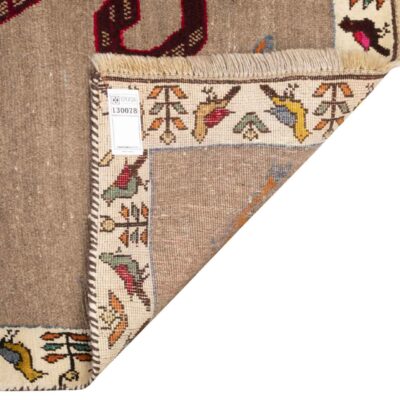 Original Persian Gabbeh Wool Rug Handwoven with Animal Motifs Leopard