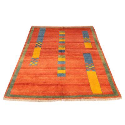 Authentic Persian Gabbeh Wool Rug Handwoven in Fars Brick Red