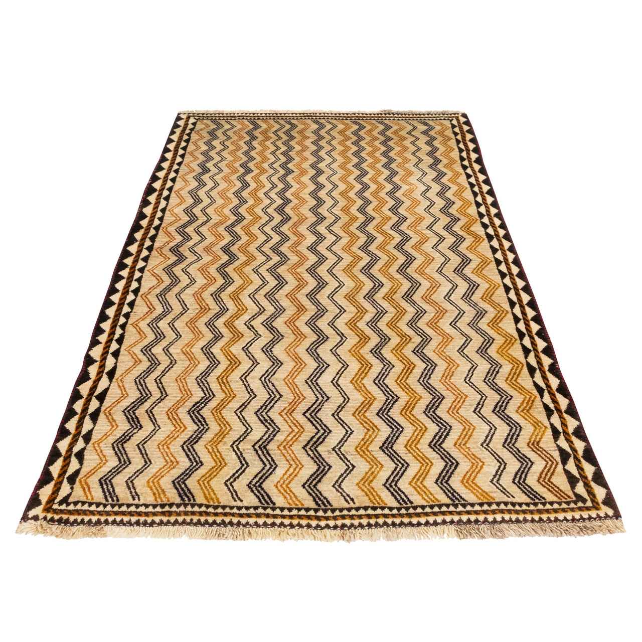 Authentic Persian Gabbeh Wool Rug Handwoven in Fars Cream