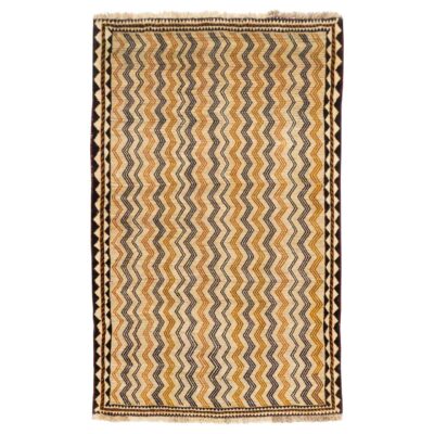Authentic Persian Gabbeh Wool Rug Handwoven in Fars Cream