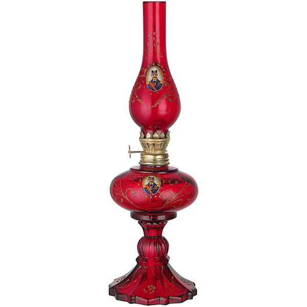 Persian Glass Kerosene Oil Lamp with Shah Abbasi Design