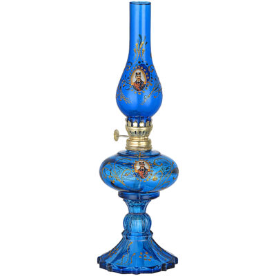 Persian Glass Kerosene Oil Lamp with Shah Abbasi Design