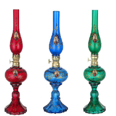 Glass Kerosene Oil Lamp with Persian Shah Abbasi Design