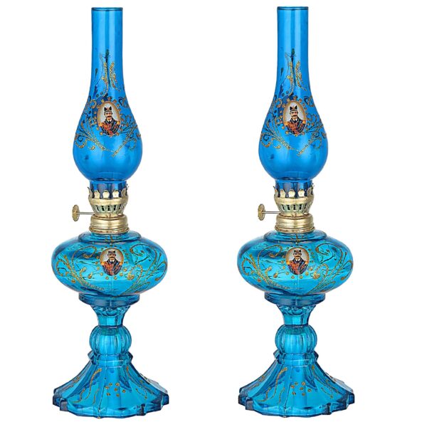 Persian Glass Kerosene Oil Lamp with Traditional Shah Abbasi Design