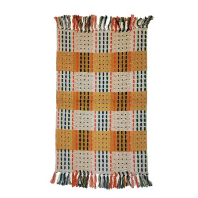 Persian Jajim Rug Flat-Woven Chessboard Yellow