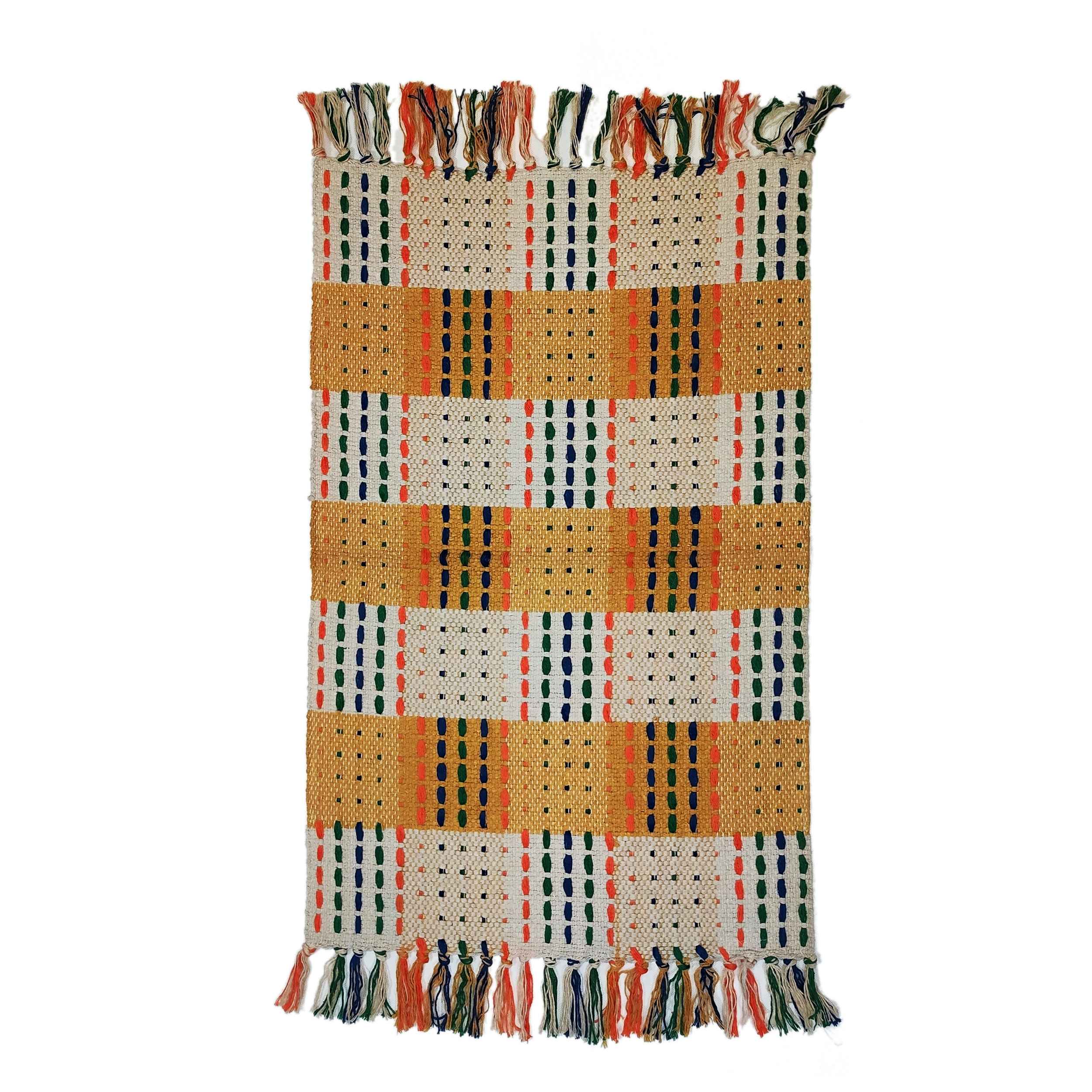 Persian Jajim Rug Flat-Woven Chessboard Yellow