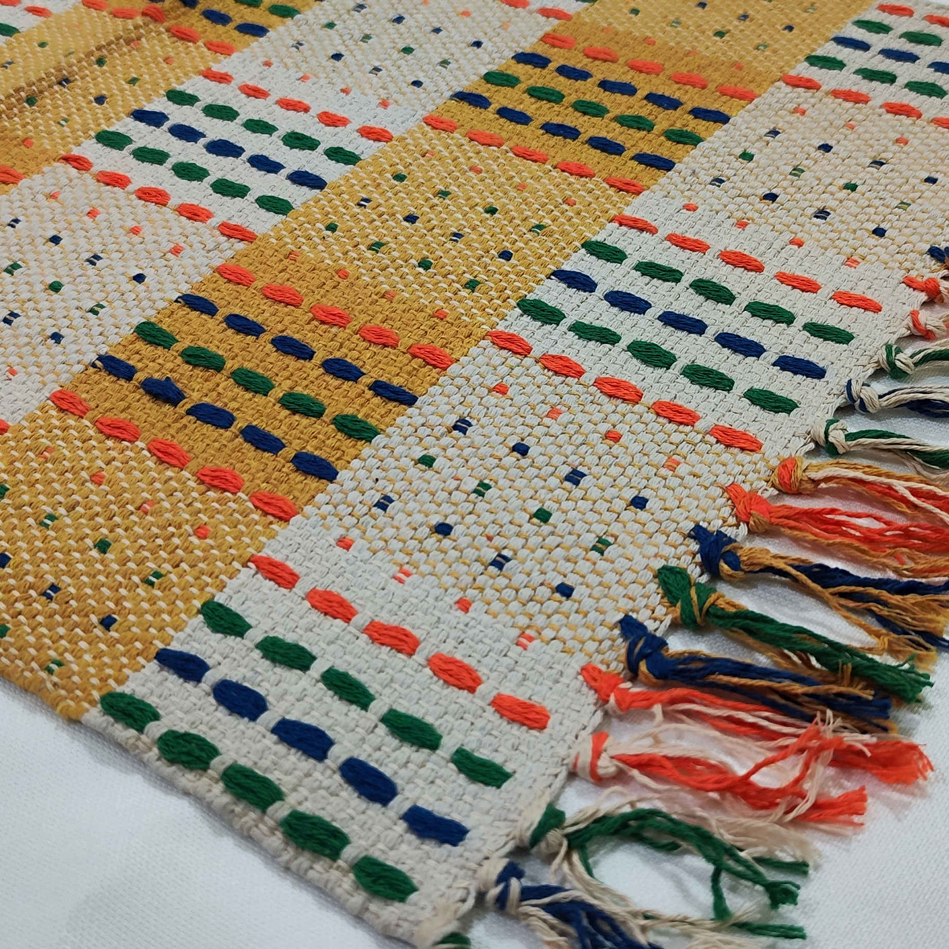 Persian Jajim Rug Flat-Woven Chessboard Yellow