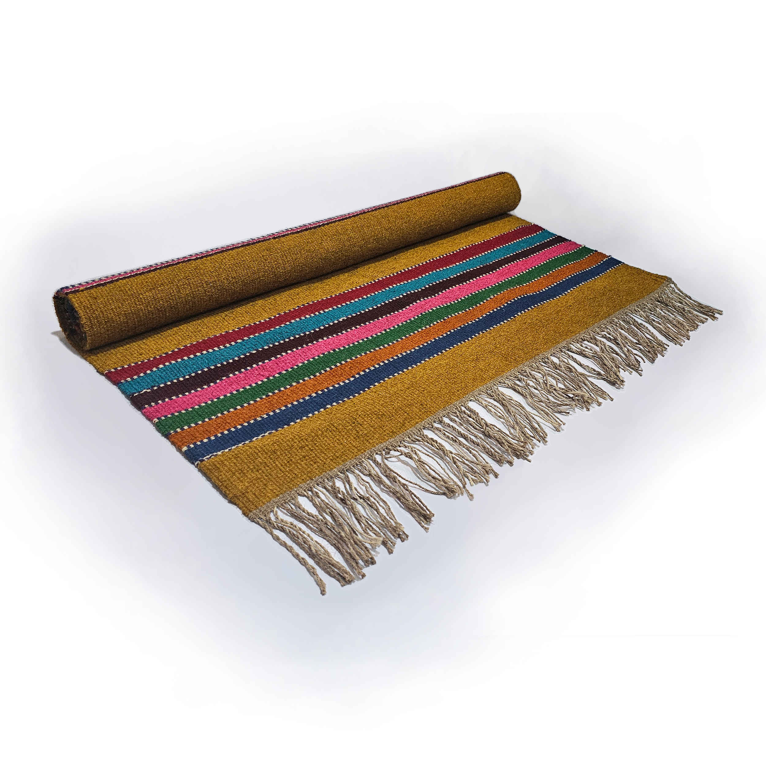 Persian Jajim Rug Flat-woven in Lorestan Striped Brown