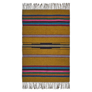 Persian Jajim Rug with Wool Handwoven in Lorestan Striped Brown