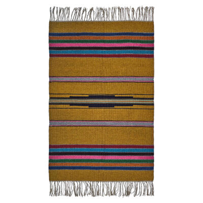 Persian Jajim Rug Flat-woven in Lorestan Striped Brown