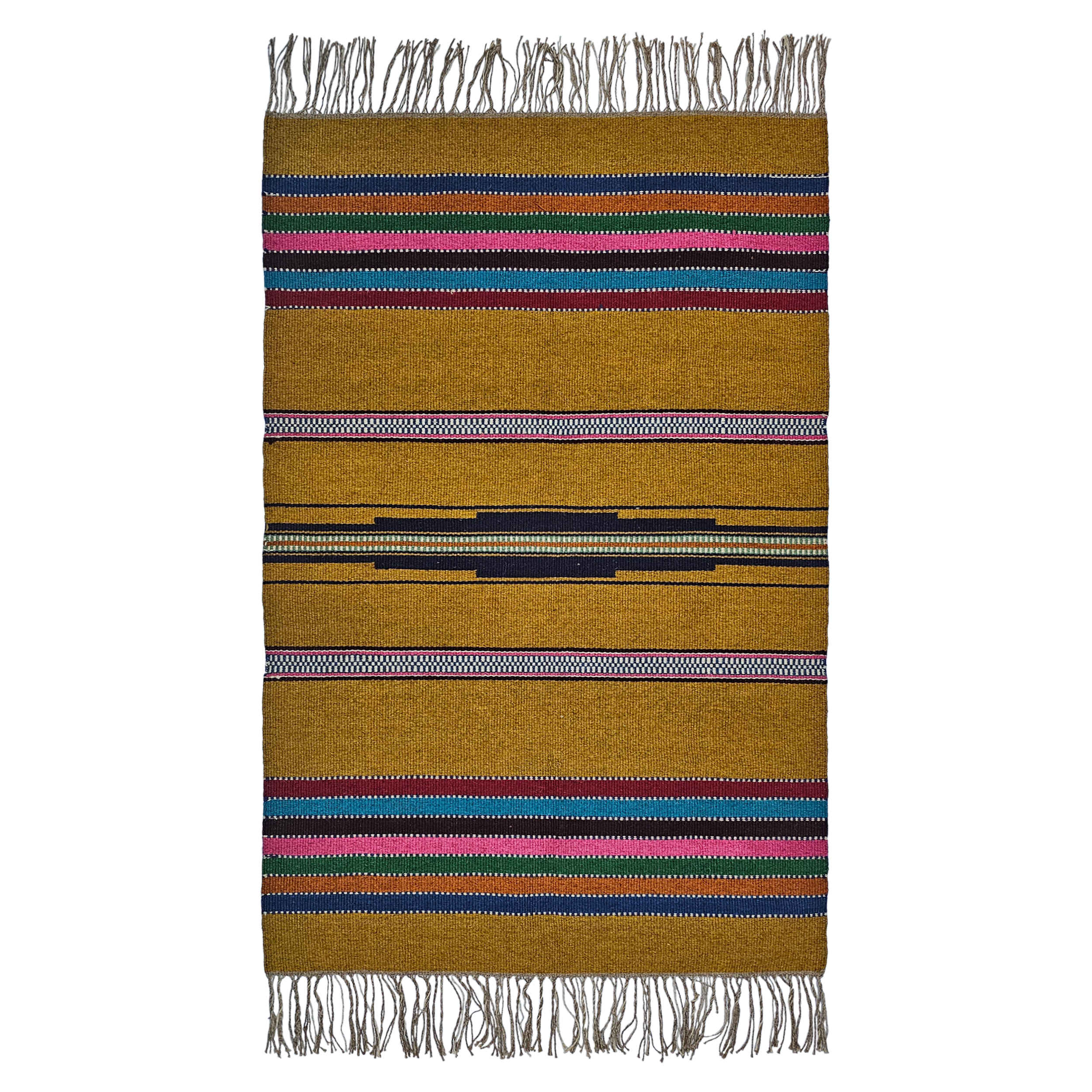 Persian Jajim Rug Flat-woven in Lorestan Striped Brown