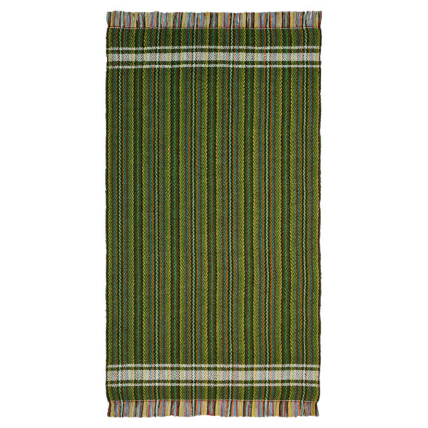 Persian Jajim Rug Flat-Woven in Lorestan Striped Green