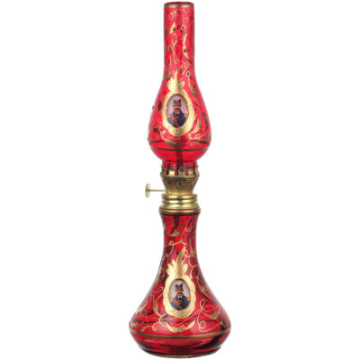 Persian Kerosene Oil Lamp Set with Candle Holder Shah Abbasi Design