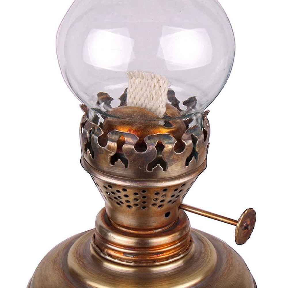 Persian Kerosene Oil Lamp with Golden Metal Base
