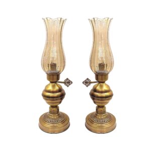 Persian Kerosene Oil Lamp with Metal Base (2x)