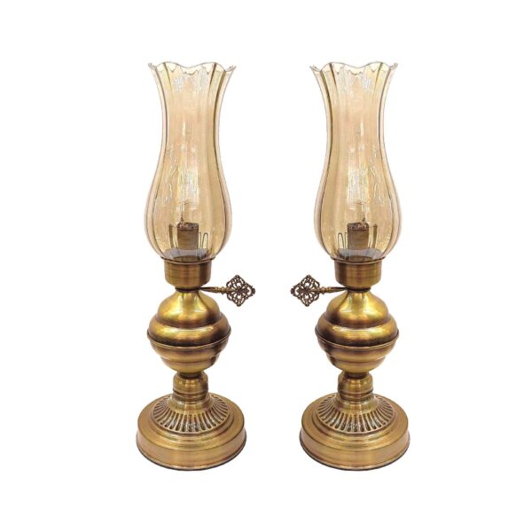 Persian Kerosene Oil Lamp with Metal Base (2x)