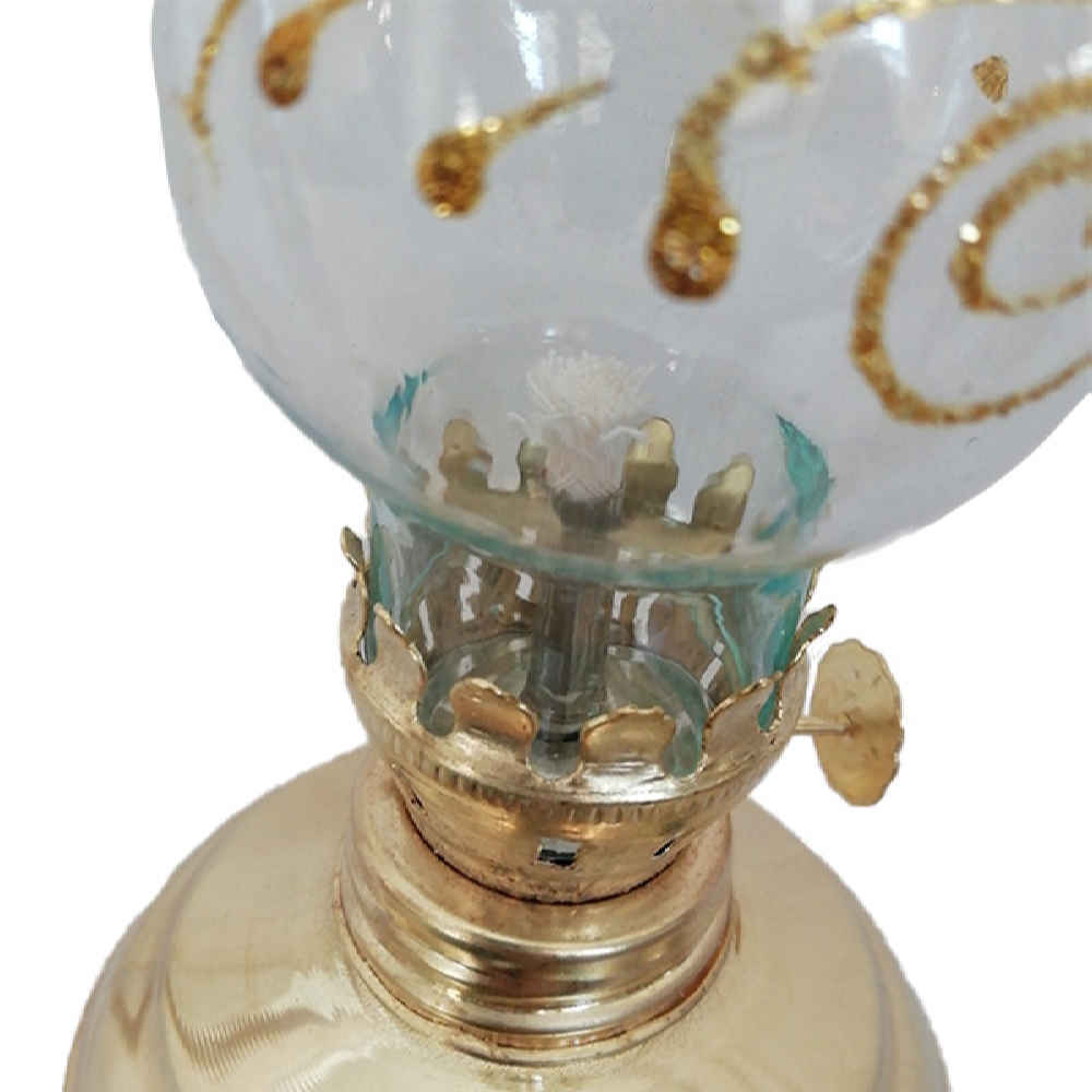 Persian Kerosene Oil Lamp with Shah Abbasi Design in Brass