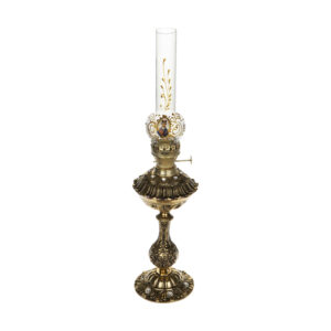 Persian Kerosene Oil Lamp with ‌Brass Base in Shah Abbasi Design