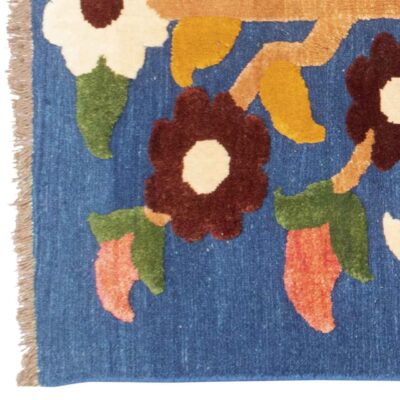 Authentic Persian Wool Kilim Rug Handwoven in Kerman Flowers
