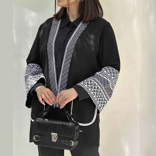 Persian Manto Black & White with Front Pockets for Women