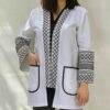 Persian Manto Black & White with Front Pockets for Women