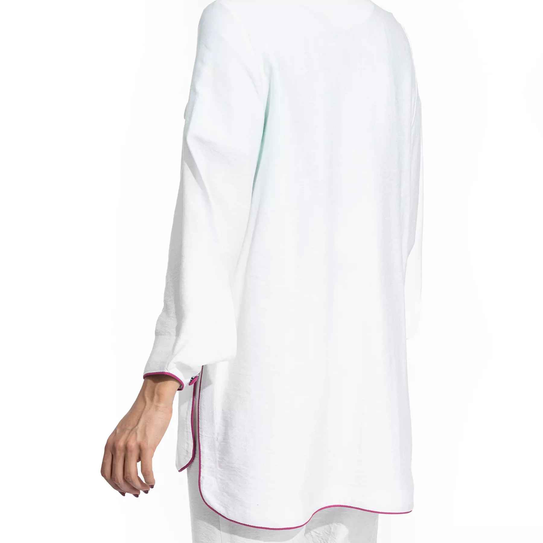 Persian Manto with Floral Embroidery for Women White