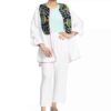 Persian Manto with Floral Embroidery for Women White